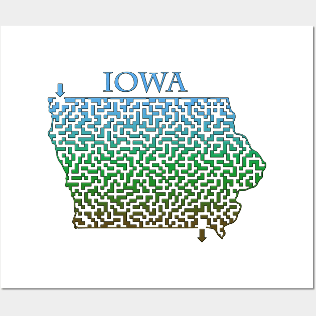 State of Iowa Colorful Maze Wall Art by gorff